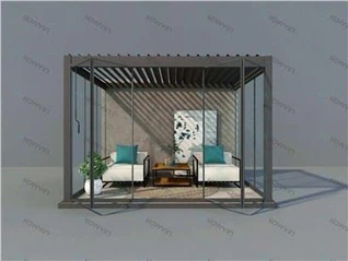 Hlau Pergola Nrog Retractable Ru Thiab Sab